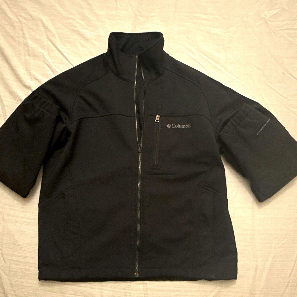 Columbia Black Softshell Zip Up Menโs M Interchange with Omni-Shield